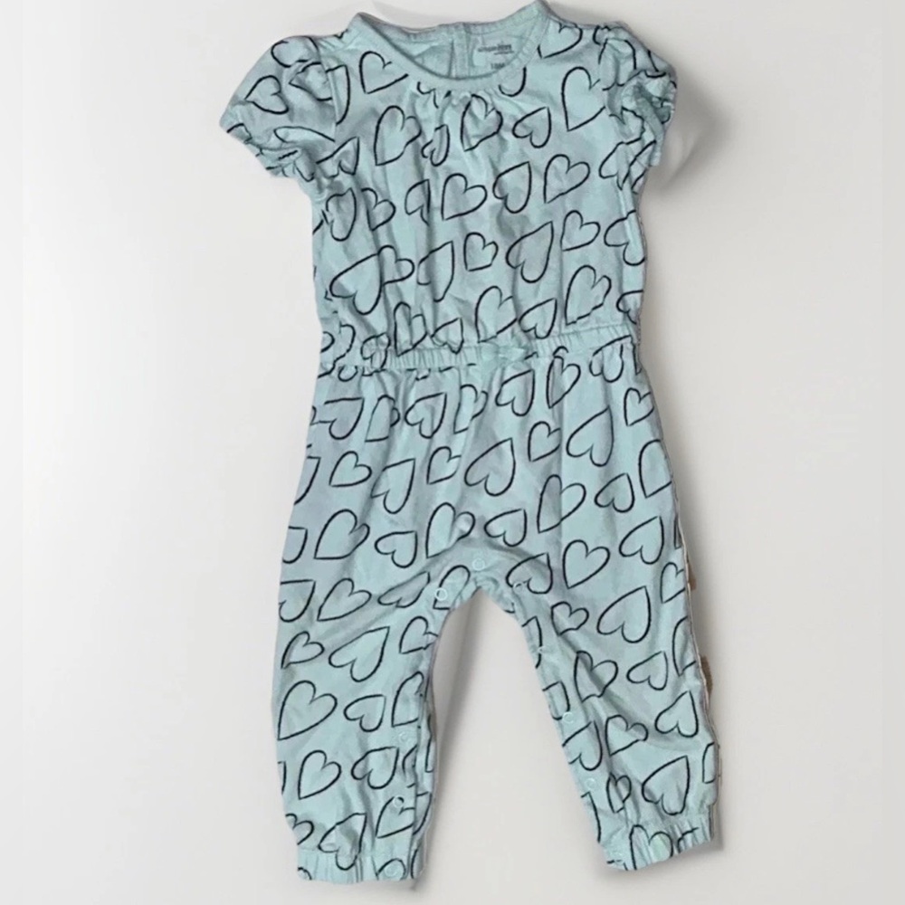 Carter's Simple Joys Baby Girl One-Piece Full Jumpsuit Size 18 Months Mint Heart